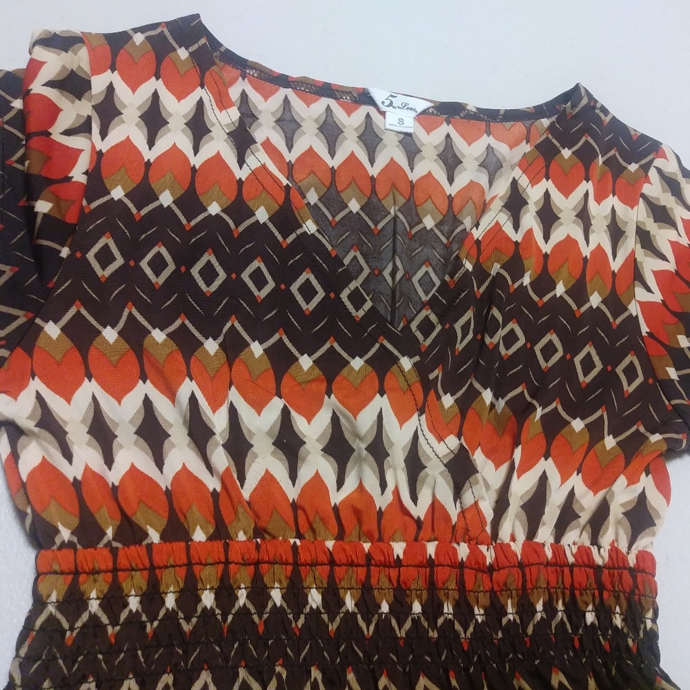 Brown and Orange Maxi Dress